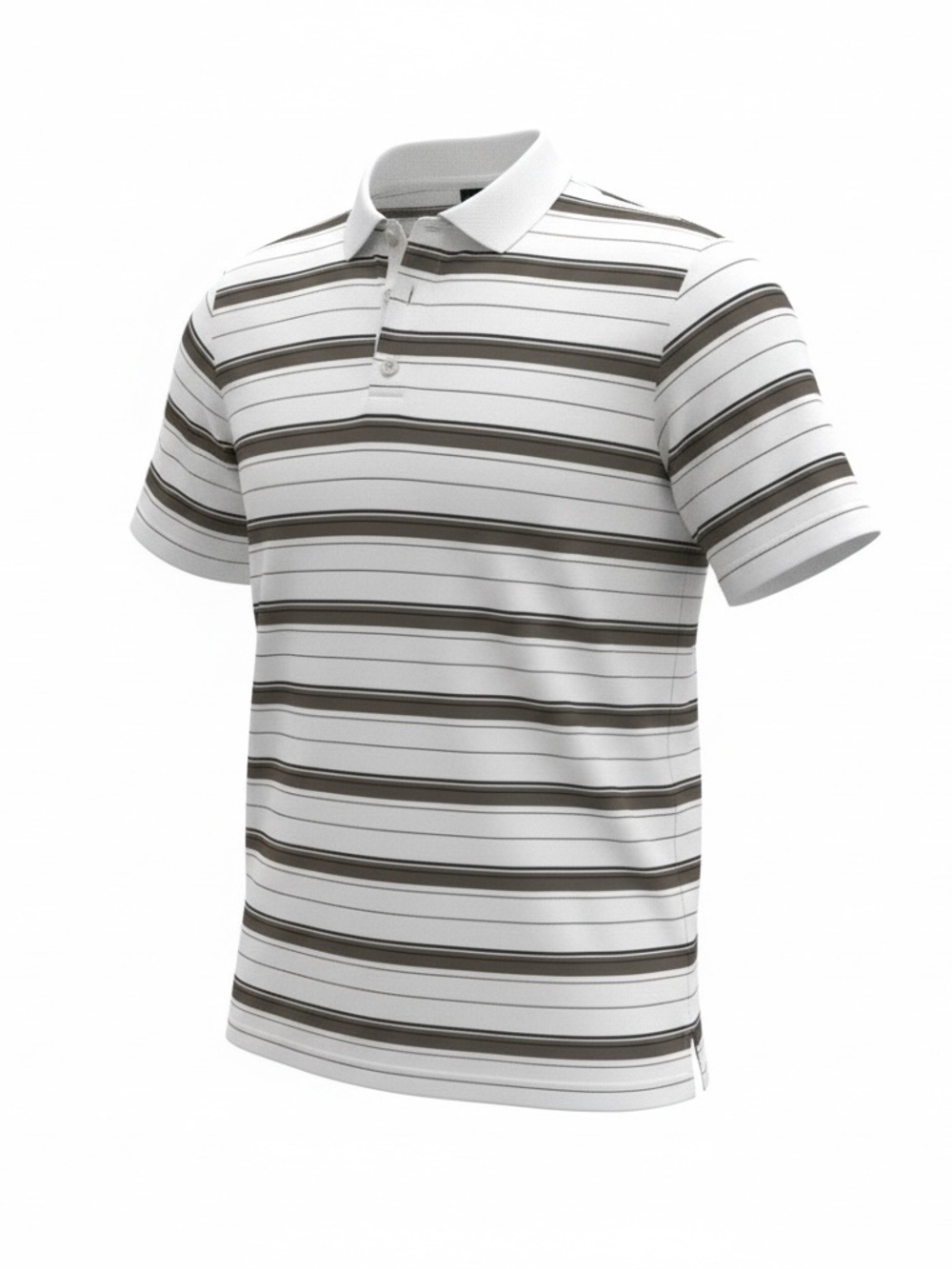Men's White and Brown Stripe Polo Shirt